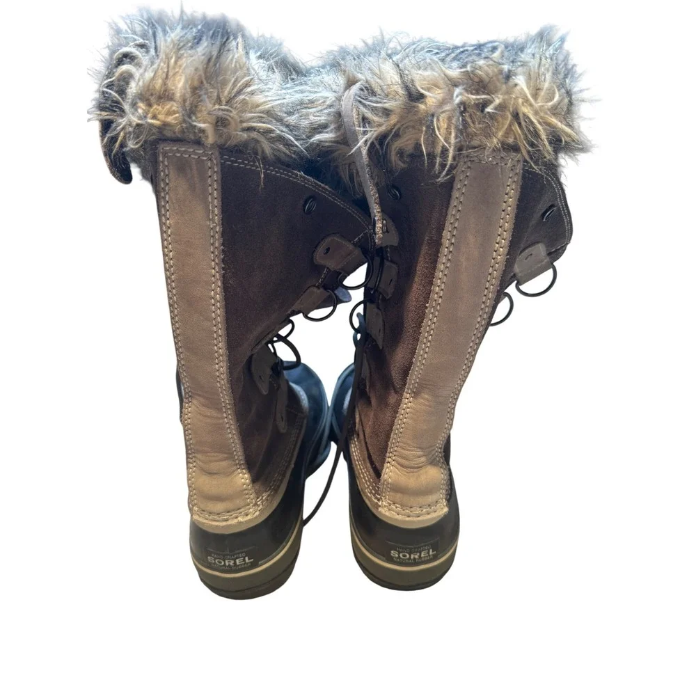 Sorel Joan of Arctic Women's Size 10 Brown Waterproof‎ Snow Boots Faux Fur Lace
